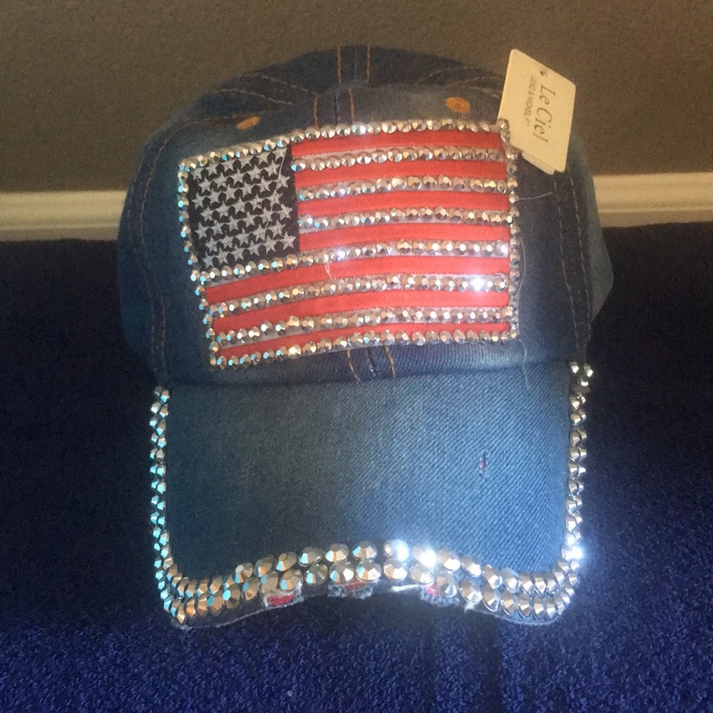 Jean USA Flag Rhinestoned baseball cap